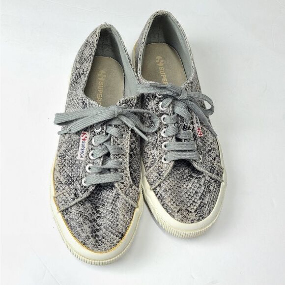 Superga Snakeskin Leather Fashion Sneakers Size 9.5 - Picture 4 of 8